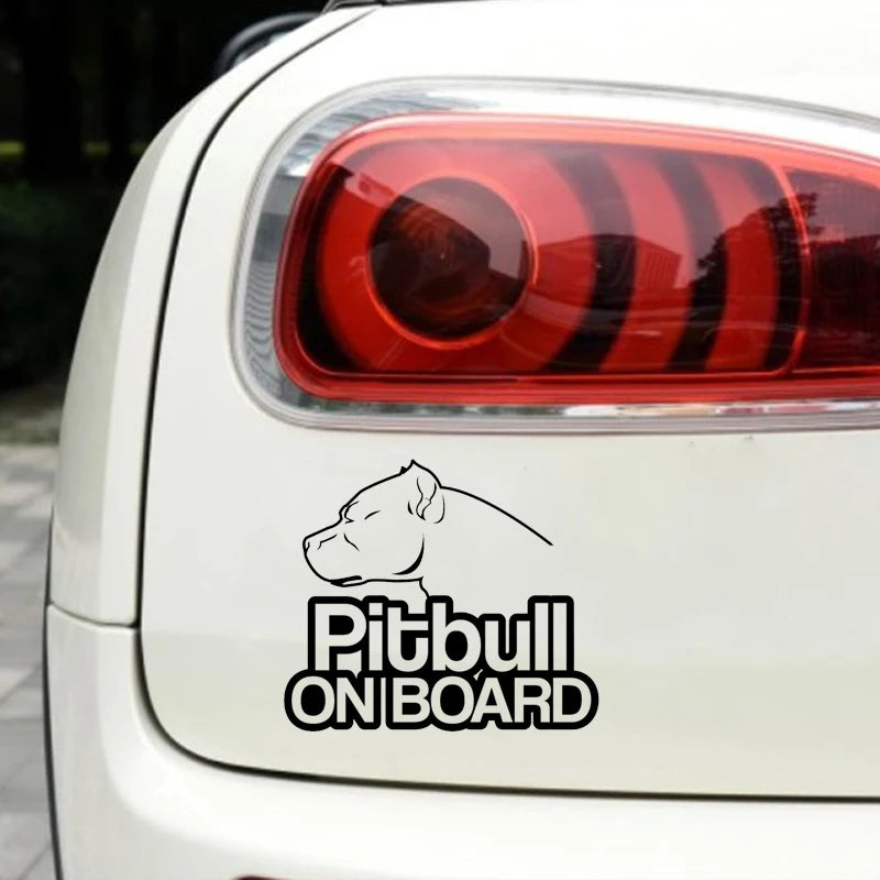 Wavehands Car Sticker Vinyl 16*13.9cm Pitbull On Board Dog 3D Sticker On Car Body Door Sticker  Decal Funny  Car Styling