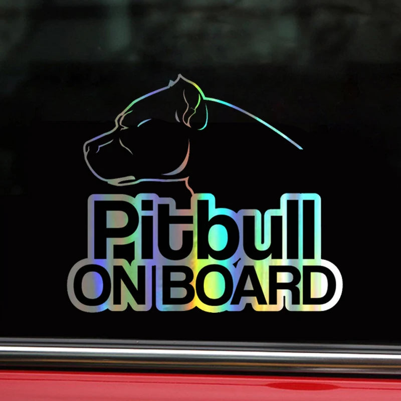 Wavehands Car Sticker Vinyl 16*13.9cm Pitbull On Board Dog 3D Sticker On Car Body Door Sticker  Decal Funny  Car Styling