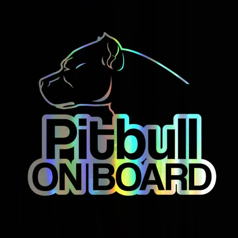 Wavehands Car Sticker Vinyl 16*13.9cm Pitbull On Board Dog 3D Sticker On Car Body Door Sticker  Decal Funny  Car Styling