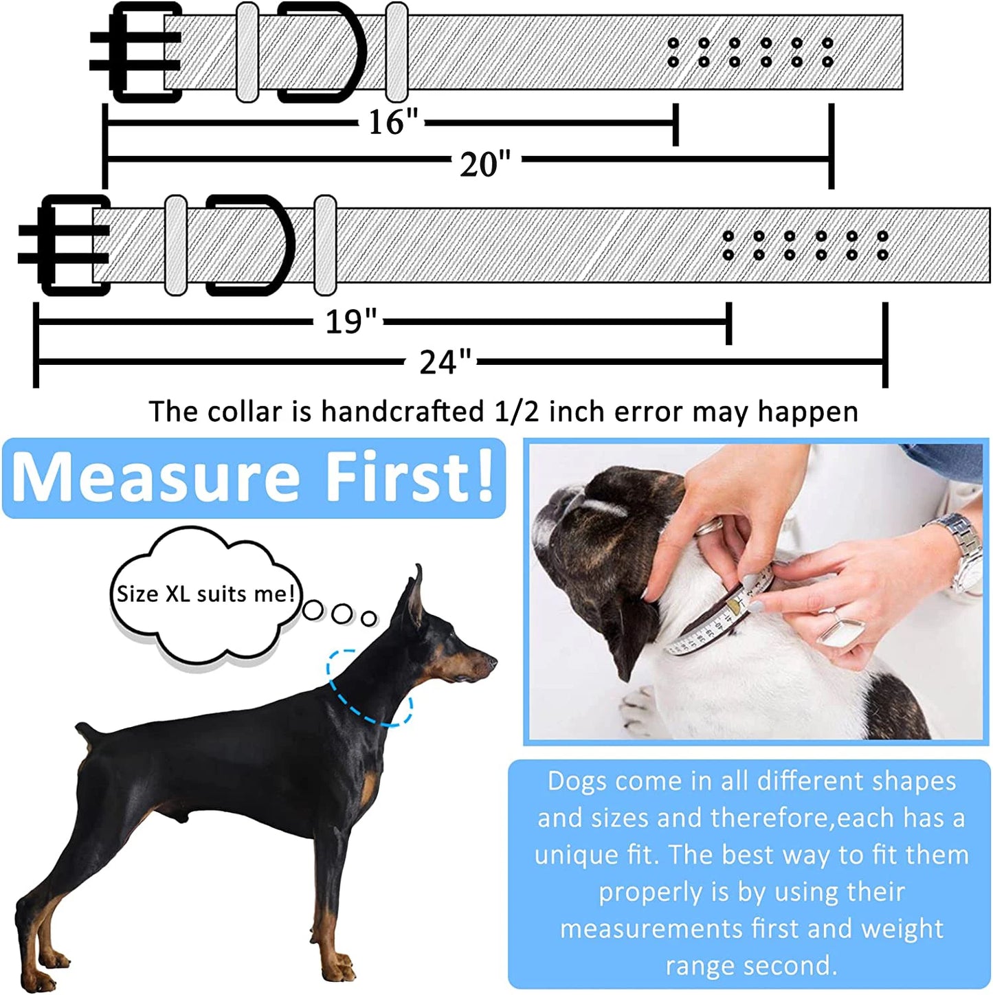 Heavy Duty 2" Wide Military Thick Dog Collars and 1.5" Puppy Collars  - Adjustable Strong Nylon Tactical Pet Collar with 2-Rows Metal Buckle