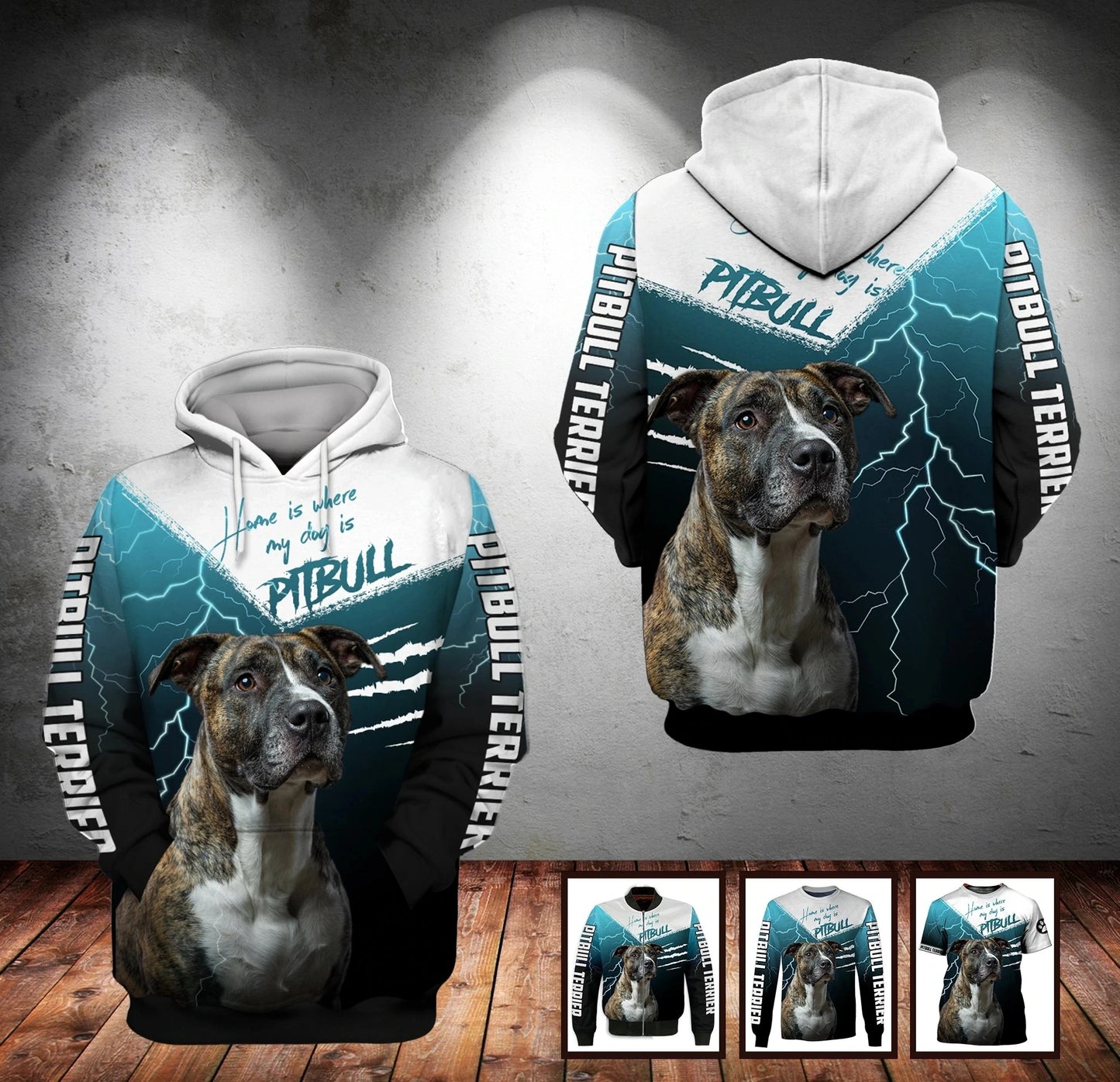 Fashion 3D All Over Print Amazing Pit Bull Terrier Men's Hoodies Harajuku Long Sleeve Zip Hooded Casual Pullover Sweatshirts 01