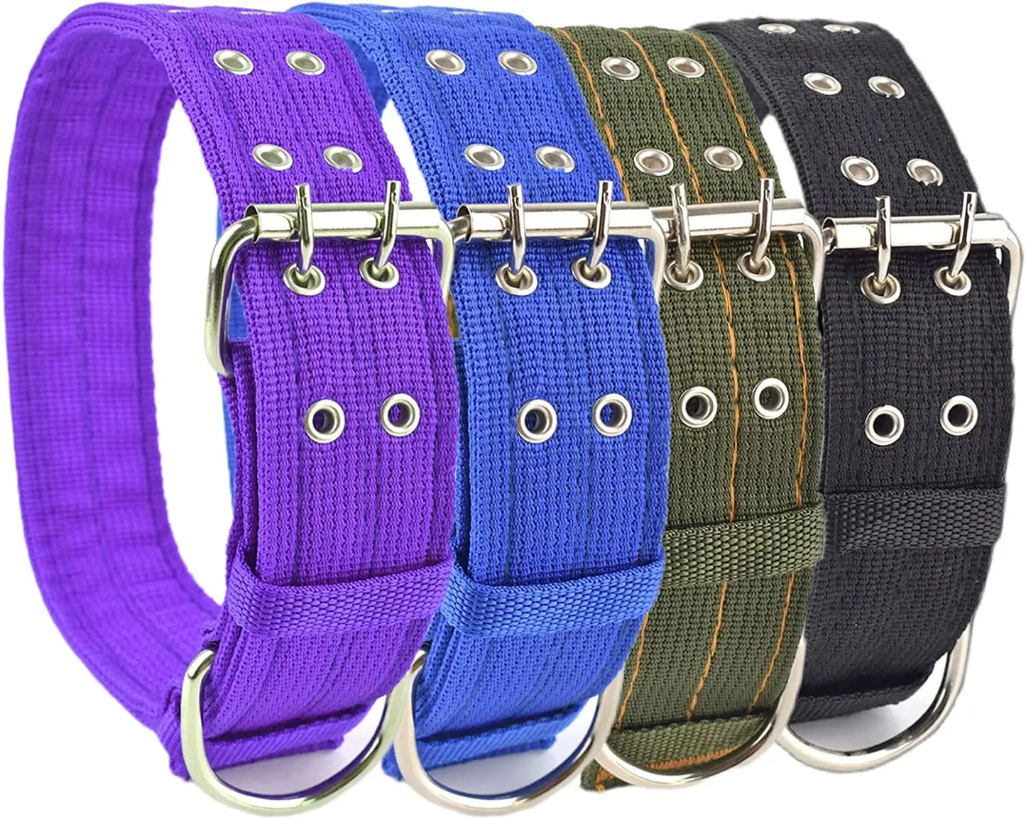 Heavy Duty 2" Wide Military Thick Dog Collars and 1.5" Puppy Collars  - Adjustable Strong Nylon Tactical Pet Collar with 2-Rows Metal Buckle