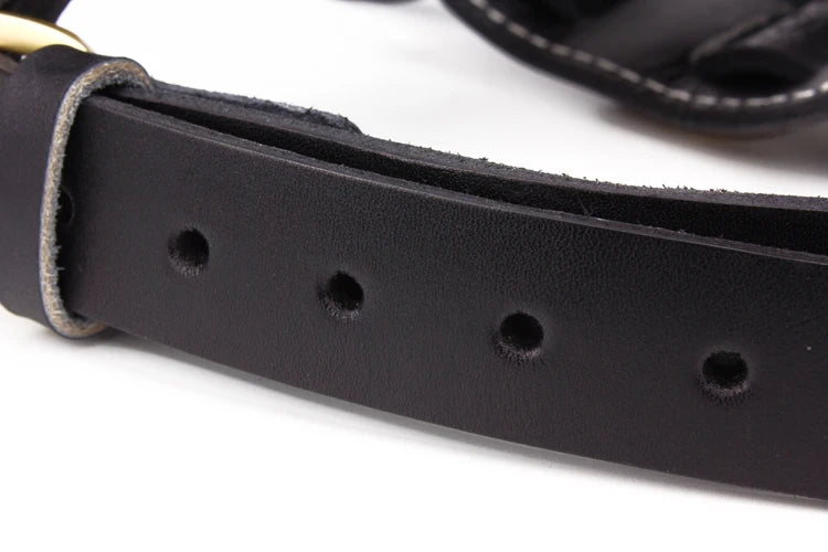 Black Genuine Leather Large Dog Harness