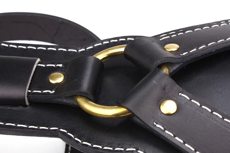 Black Genuine Leather Large Dog Harness